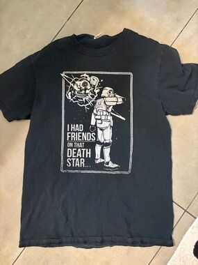 Star wars Black Graphic Tee with  Stormtrooper death star friends Print